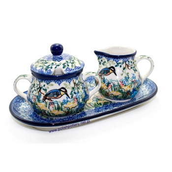 Cukiernica 0,2L+ mlecznik + tacka dek. U5125X Zimorodek